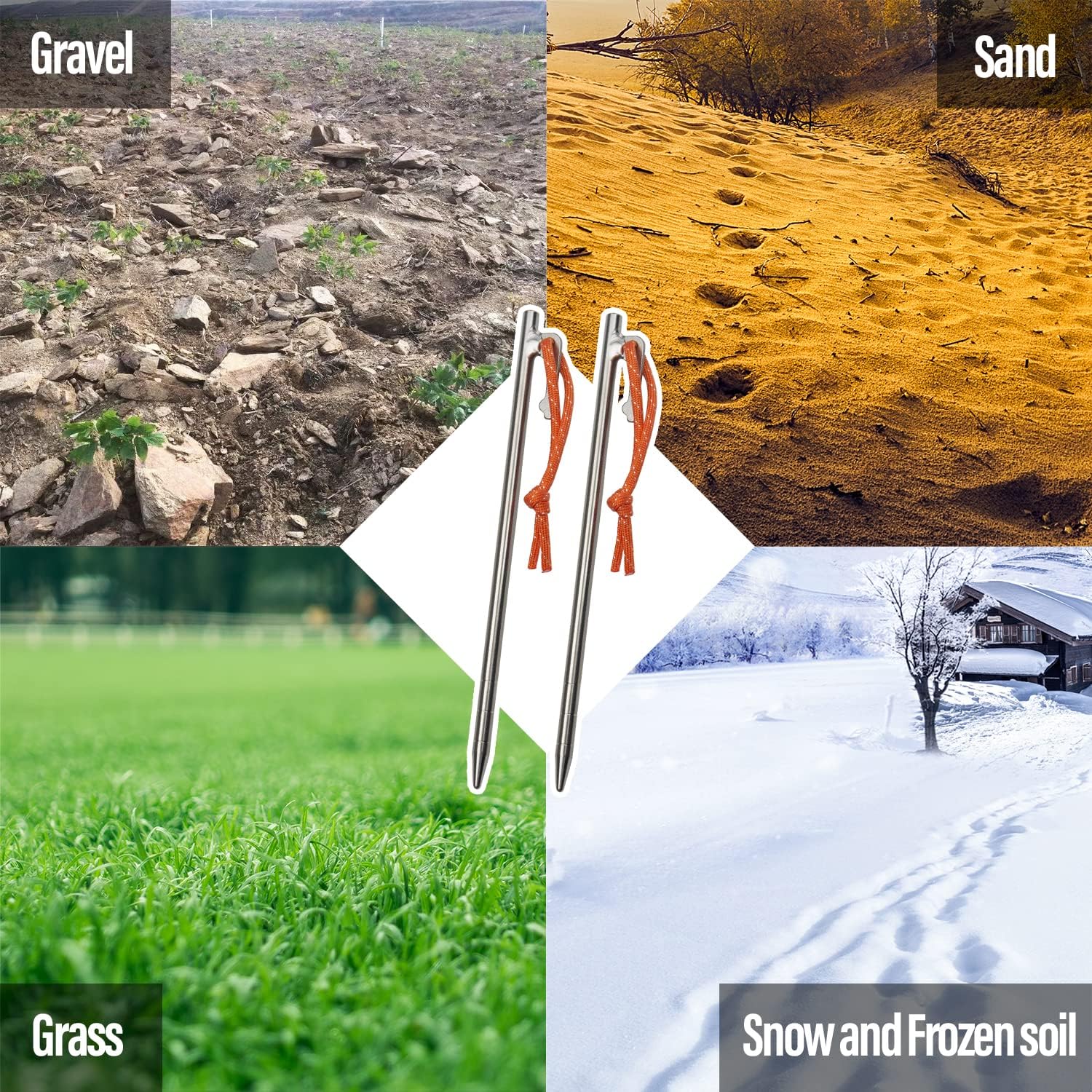 TiTo Titanium Tent Pegs Lightweight Snowfield Grassland Heavy Duty Tent Nails for Outdoor Camping Hiking and Plant Support Garden Stakes 4pcs/6pcs - Image 6