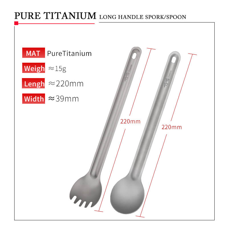 TiTo Titanium Spork Spoon Long Handle Outdor Camping tableware Portable Ultralight Cooking Environmental Picnic Accessories - Image 2