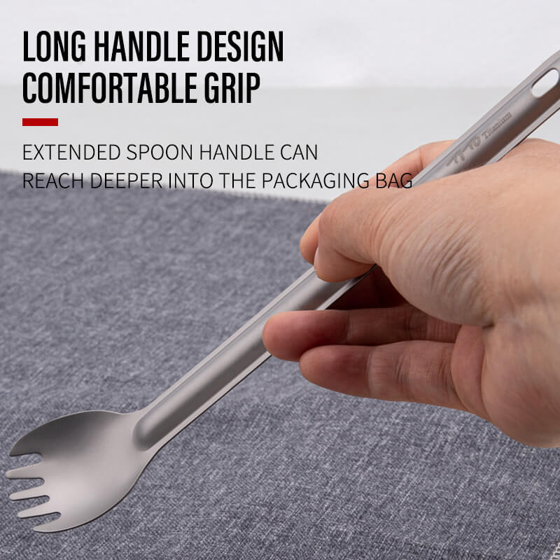 TiTo Titanium Spork Spoon Long Handle Outdor Camping tableware Portable Ultralight Cooking Environmental Picnic Accessories - Image 5
