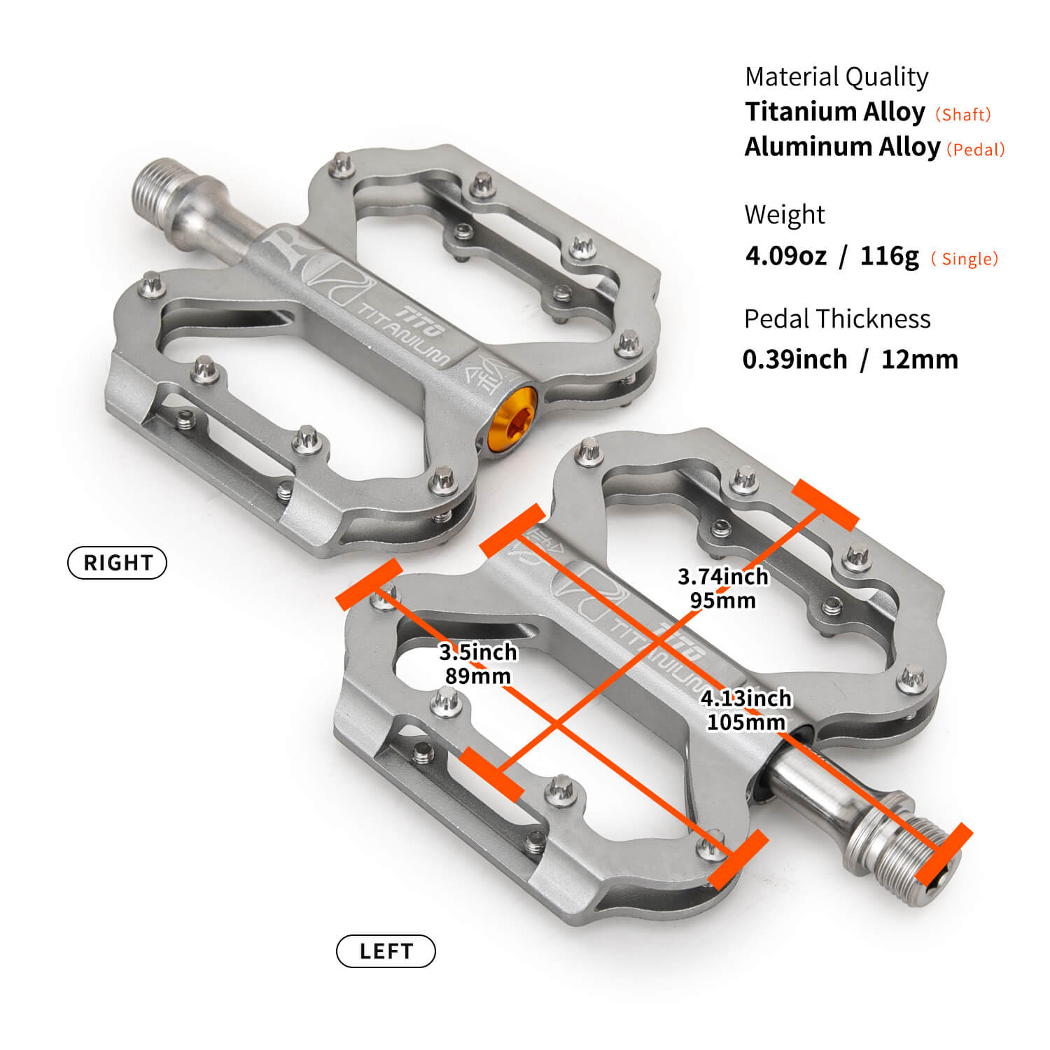 TiTo Titanium Classic Style Bicycle Pedal with Aluminium Alloy - Image 2