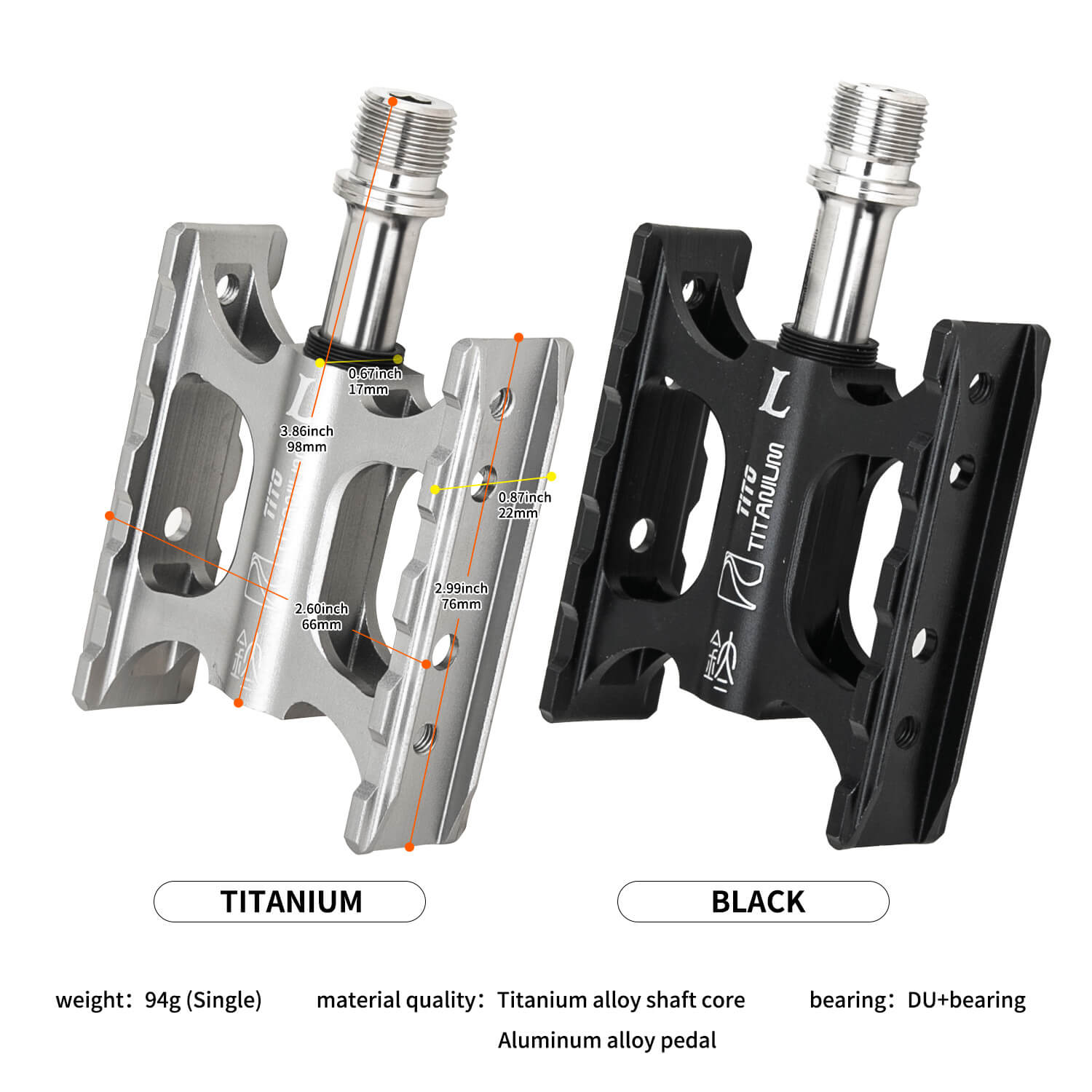 TiTo MiNi Size Bicycle Pedals with Aluminium Alloy Bicycle Foot Pedals - Image 2