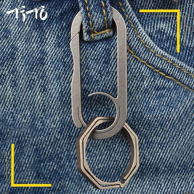 TiTo Titanium Quick Release Carabiner Lightweight Keychain with Bottle Opener - Image 5