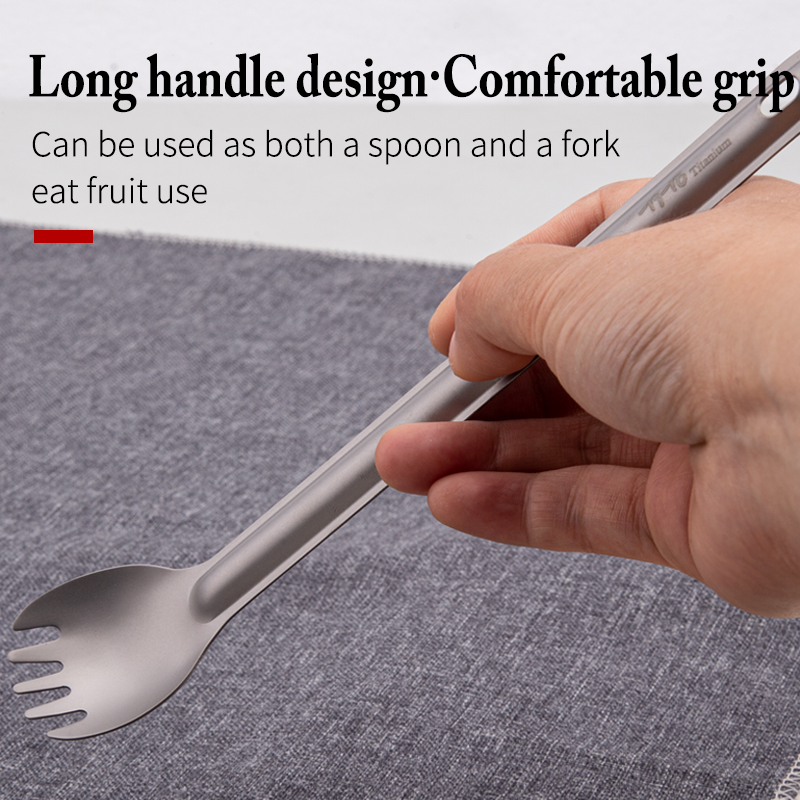 TiTo Bright Colorful Titanium Spork for Outdoor Camping Light Weight Titanium Spoon for Travel Home with Cloth Bag - Image 3